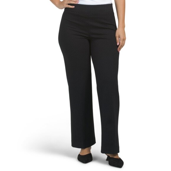 ANNE KLEIN Black/White Petite Pull On Wide Leg Pants - Picture 1 of 2